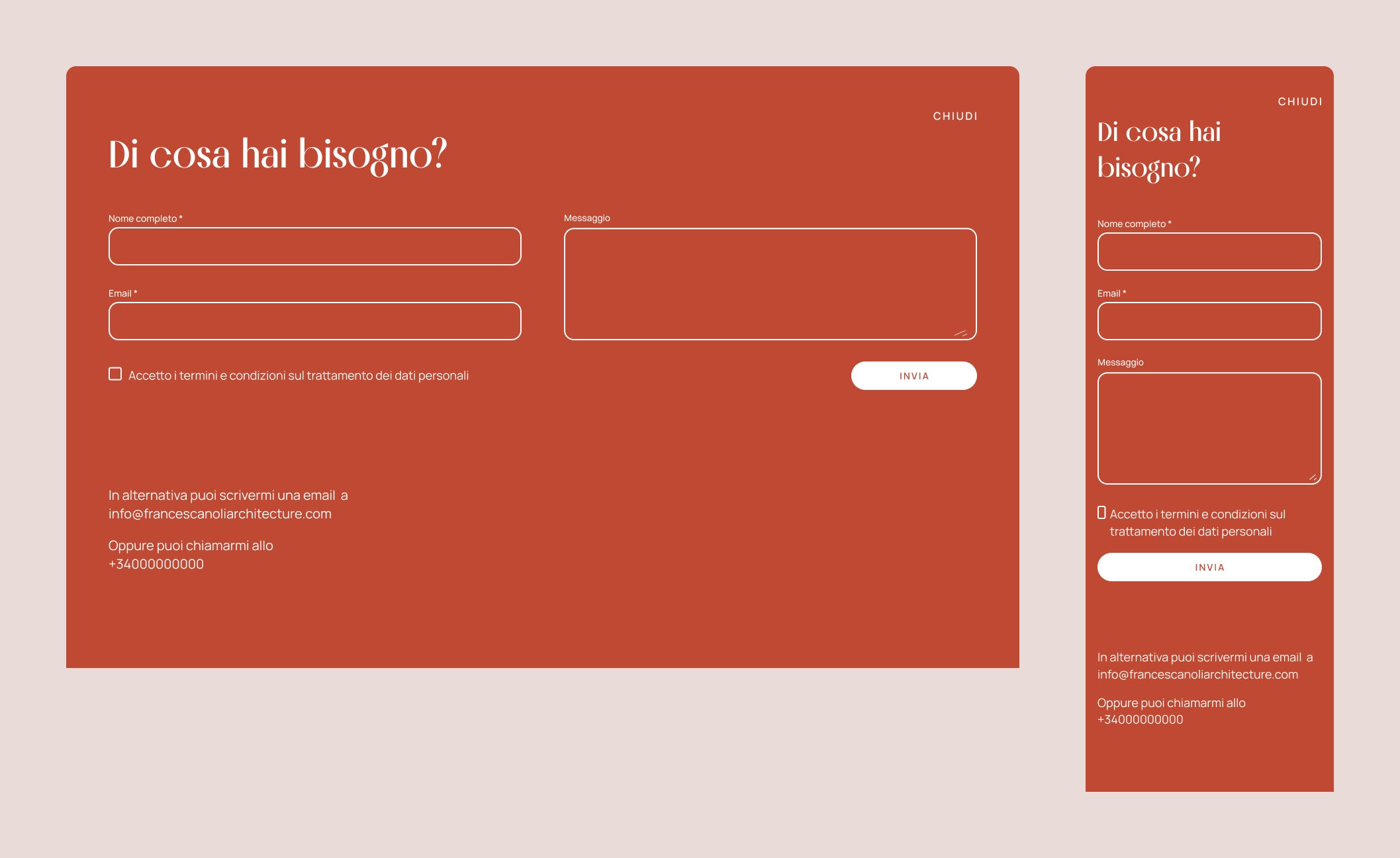 Francesca Noli – contact form modal